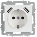 BRITE Розетка 1-местная с заземлением с защитными шторками 16А с USB A+A 5В 2,1А РЮш10-1-БрАБ арктический белый