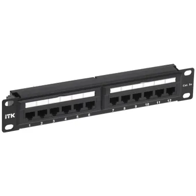 1U патч-панель кат.5E UTP 12 портов 10'' (Dual IDC)