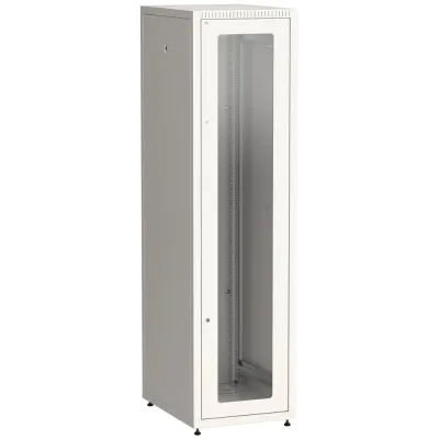 LINEA E Шкаф напольный сетевой 19'' 42U 600х800мм стеклянная передняя дверь задняя металлическая серый