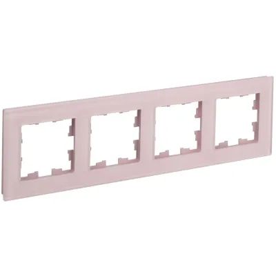 BRITE Рамка 4-местная РУ-4-2-Бр стекло розовый матовый