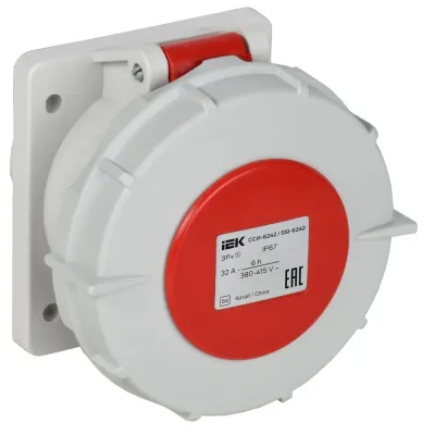 Розетка встраиваемая прямаяССИ-6242 32А-6ч 380В 3P+PE IP67