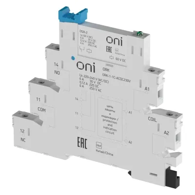 Реле интерфейсное ORK с розеткой 1 перекидной контакт 230В AC/DC