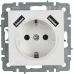 BRITE Розетка 1-местная с заземлением с защитными шторками 16А с USB A+A 5В 2,1А РЮш10-1-БрБ белый
