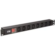 ITK PDU 8 розеток C13, с LED выкл, 1U, вх. C14, без шнура