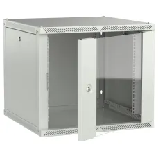 LINEA W Шкаф настенный 9U 600х600мм дверь стекло серый 2.0