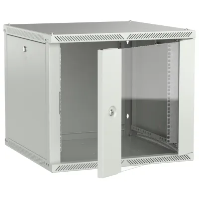 LINEA W Шкаф настенный 9U 600х600мм дверь стекло серый 2.0