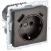 BRITE Розетка 1-местная с заземлением с защитными шторками 16А с USB A+C 18Вт РЮш11-1-БрТБ темная бронза