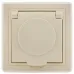 KVARTA Розетка с заземлением с защитными шторками с крышкой 16А IP44 РСбш10-3-ККм-44 кремовый