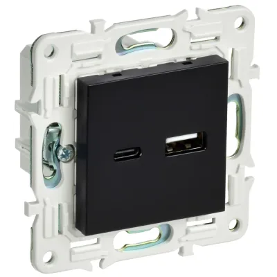 SKANDY Розетка USB A+C 18Вт SK-R13Bl черный