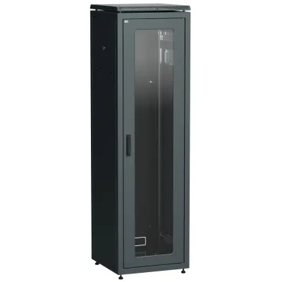 ITK Шкаф сетевой 19'' LINEA N 42U 600х600 мм стеклянная передняя дверь черный