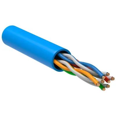 ITK Кабель связи витая пара U/UTP, кат.5E 4х2х24AWG solid, PVC, 305м, синий