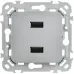 FLITE Розетка USB A+A 2,1А РЮ-2-ФлА алюминий