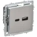 BRITE Розетка USB A+C 18Вт РЮ11-1-БрГН металл хром/никель BRITE Розетка USB A+C 18Вт РЮ11-1-БрГН металл хром/никель