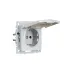 BRITE Розетка 1-местная с заземлением с защитными шторками и крышкой 16А IP44 РСбш10-3-44-БрА алюминий
