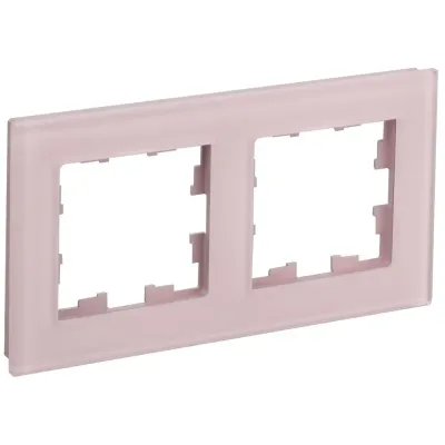 BRITE Рамка 2-местная РУ-2-2-Бр стекло розовый матовый