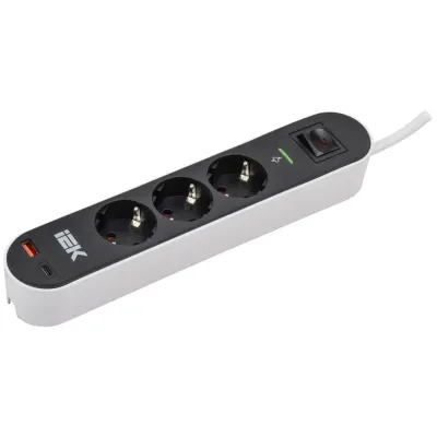 Фильтр сетевой СФ-03К 16А USB A+C 20Вт 1,5м 3х1,5мм2 черный