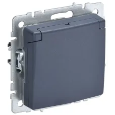 BRITE Розетка 1-местная с заземлением с защитными шторками и крышкой 16А IP44 РСбш10-3-44-БрМ маренго