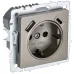 BRITE Розетка 1-местная с заземлением с защитными шторками 16А с USB A+C 18Вт РЮш11-1-БрШ шампань