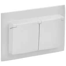 SKANDY Розетка 2-местная и крышкой 16А в сборе IP44 SK-R12W арктический белый