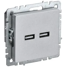 BRITE Розетка USB A+A 5В 3,1А РЮ10-1-БрА алюминий