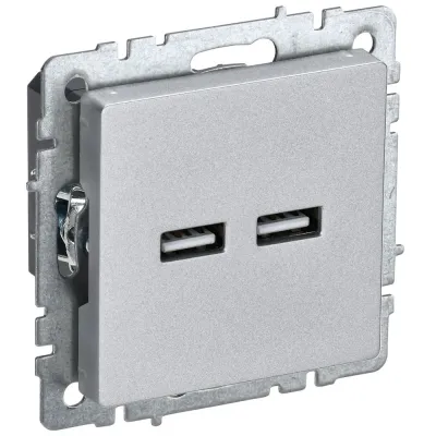 BRITE Розетка USB A+A 5В 3,1А РЮ10-1-БрА алюминий