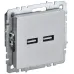 BRITE Розетка USB A+A 5В 3,1А РЮ10-1-БрА алюминий
