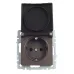 BRITE Розетка 1-местная с заземлением с защитными шторками и крышкой 16А IP44 РСбш10-3-44-БрТБ темная бронза