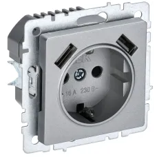 BRITE Розетка 1-местная с заземлением с защитными шторками 16А с USB A+A 5В 2,1А РЮш10-1-БрА алюминий