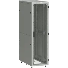LINEA S Шкаф серверный 19'' 48U 600х1200мм передняя дверь двухстворчатая перфорированная задняя дверь перфорированная серый RAL 7035