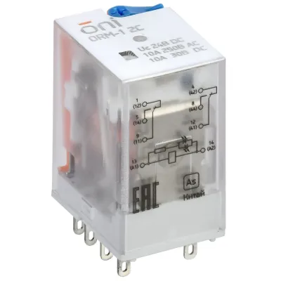 Реле интерфейсное ORM-1 2C 24В DC со светодиодом и тестовой кнопкой
