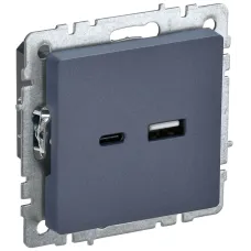 BRITE Розетка USB A+C 18Вт РЮ11-1-БрМ маренго