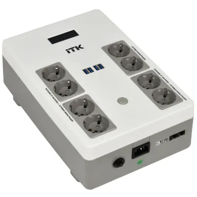 ELECTRA ST8 ИБП Линейно-интерактивный 1000ВА/600Вт LCD АКБ 1х9AH 8хSchuko USB 4хUSB зарядки