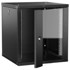 LINEA W Шкаф настенный 12U 600х600мм дверь стекло черный 2.0