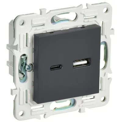 SKANDY Розетка USB A+C 3,1А SK-R14G графит
