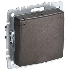 BRITE Розетка 1-местная с заземлением с защитными шторками и крышкой 16А IP44 РСбш10-3-44-БрТБ темная бронза