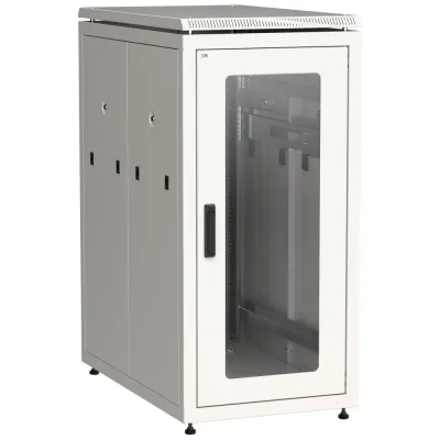 LINEA N Шкаф напольный сетевой 19'' 28U 800х1000мм стеклянная передняя дверь задняя металлическая серый