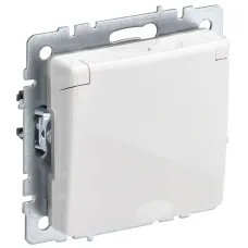 BRITE Розетка 1-местная с заземлением с защитными шторками и крышкой 16А IP44 РСбш10-3-44-БрБ белый