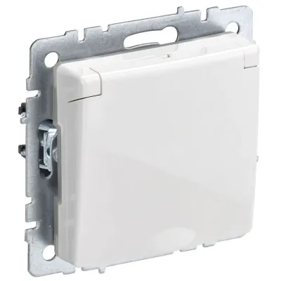 BRITE Розетка 1-местная с заземлением с защитными шторками и крышкой 16А IP44 РСбш10-3-44-БрБ белый
