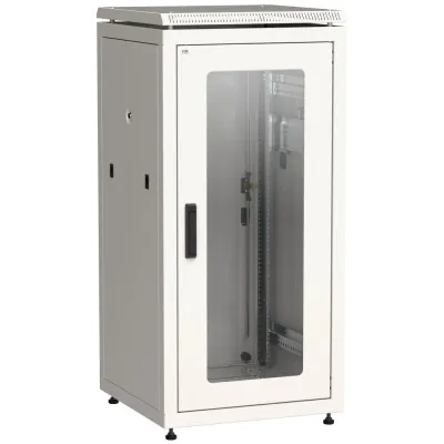 ITK Шкаф сетевой 19'' LINEA N 28U 600х600 мм стеклянная передняя дверь, задняя металлическая серый
