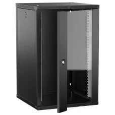 LINEA W Шкаф настенный 18U 600х600мм дверь стекло черный 2.0