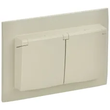 SKANDY Розетка 2-местная и крышкой 16А в сборе IP44 SK-R12B бежевый