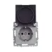 BRITE Розетка 1-местная с заземлением с защитными шторками и крышкой 16А IP44 РСбш10-3-44-БрС сталь