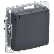 BRITE Розетка 1-местная с заземлением с защитными шторками и крышкой 16А IP44 РСбш10-3-44-БрГ графит