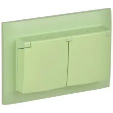 SKANDY Розетка 2-местная и крышкой 16А в сборе IP44 SK-R12G мятный