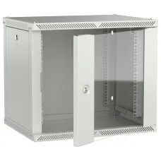 LINEA W Шкаф настенный 9U 600х450мм дверь стекло серый 2.0