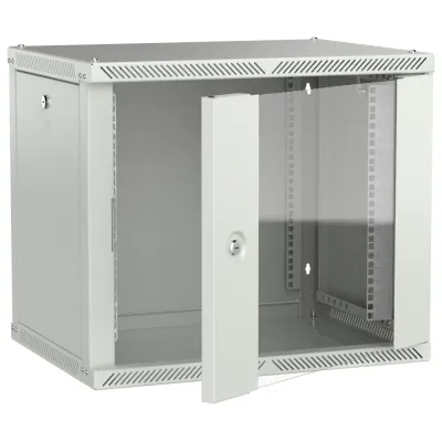 LINEA W Шкаф настенный 9U 600х450мм дверь стекло серый 2.0