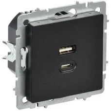 BRITE Розетка USB A+C 45Вт высокоскоростная зарядка РЮ11-2-БрЧ черный