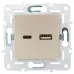 SKANDY Розетка USB A+C 3,1А SK-R14Sa песочный