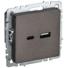 BRITE Розетка USB A+C 18Вт РЮ11-1-БрТБ темная бронза