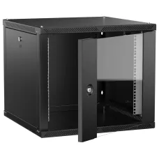 LINEA W Шкаф настенный 9U 600х600мм дверь стекло черный 2.0